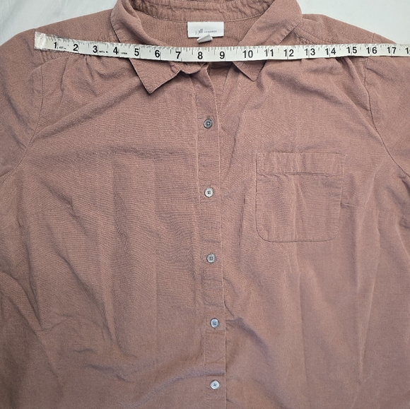 J. Jill Corduroy Button Up Shirt Blush Pink Relaxed Fit Cotton Blend L - Picture 9 of 12